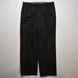 Vtg Majer 34x30 Black 100% Wool Pleated Cuffed Classic Dress Mens Pants